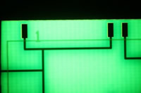 Section of printed circuit board, fluorescence