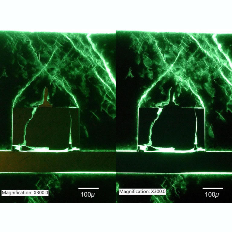 300x, comparing side (left) and top illumination