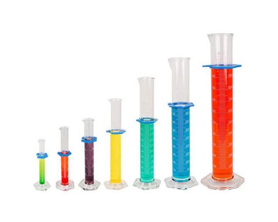 Picture of Glass Cylinders w/Hex Base, Dbl Metric Scales