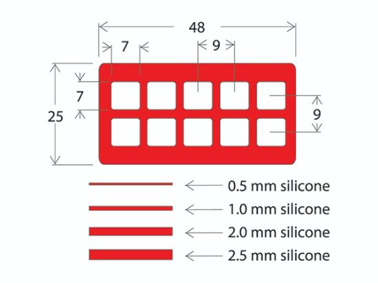 Picture of S / S Press To Seal Gasket, 7X7mm Id, 2.0mm -Depth, 10 Well