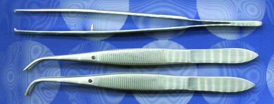 Picture of Iris 1X2 Teeth Tissue Forceps, Haft Curved