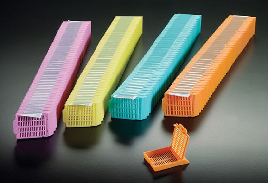 Picture of Histosette II Tissue Cassettes in QuickLoad Stacks, Orange