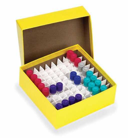 Picture of Cryogenic Vial Box and Lid, Yellow, 50 mm