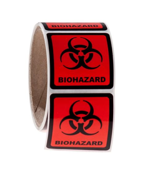 Picture of BioHazard w/Symbol Labels, 2 x 2", Red