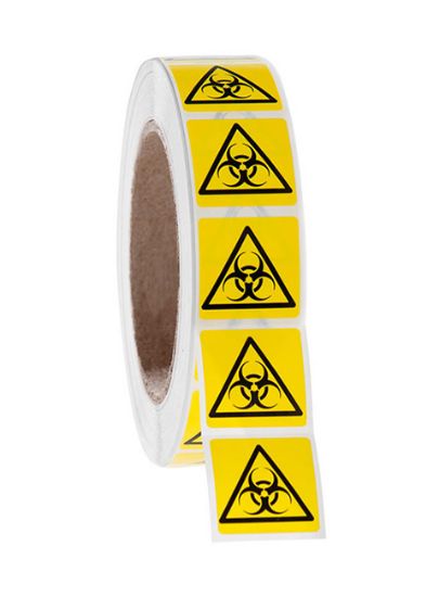 Picture of BioHazard Symbol Labels, 1.125 x 1.125", Yellow
