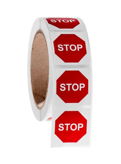 Picture of Stop w/Symbol Labels, 1.5 x 1.5"