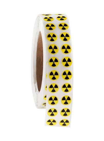 Picture of Radioactive Symbol Labels, 0.5 x 0.5", Black