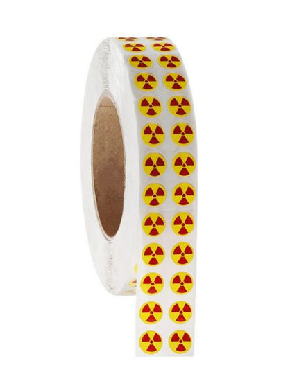 Picture of Radioactive Symbol Labels, 0.5 x 0.5", Red