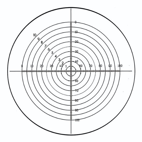 Picture of NE48 Concentric Circles, 10 Circles 1mm -10mm, With Graduated Cross Hairs 16mm