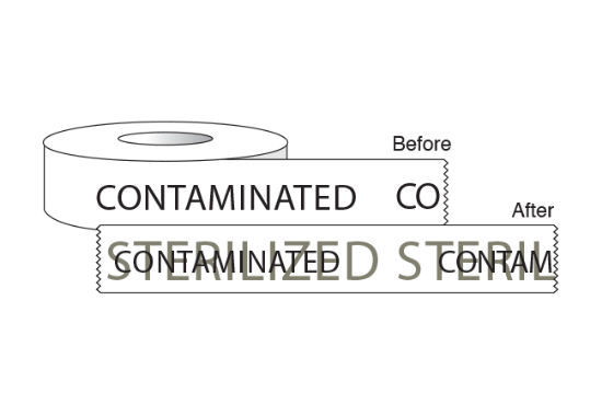 Picture of Steam Autoclave Tape, "Contaminated" To "Sterilized"