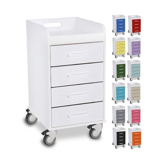Picture of Compact 4 Drawer Locking Cart,White Drawers