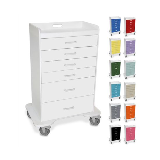 Locking 6 Drawer Procedure Cart,Pink Drawers