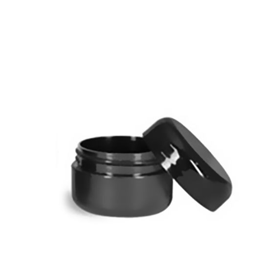 Picture of Black Plastic Jars w/Caps, ½ oz